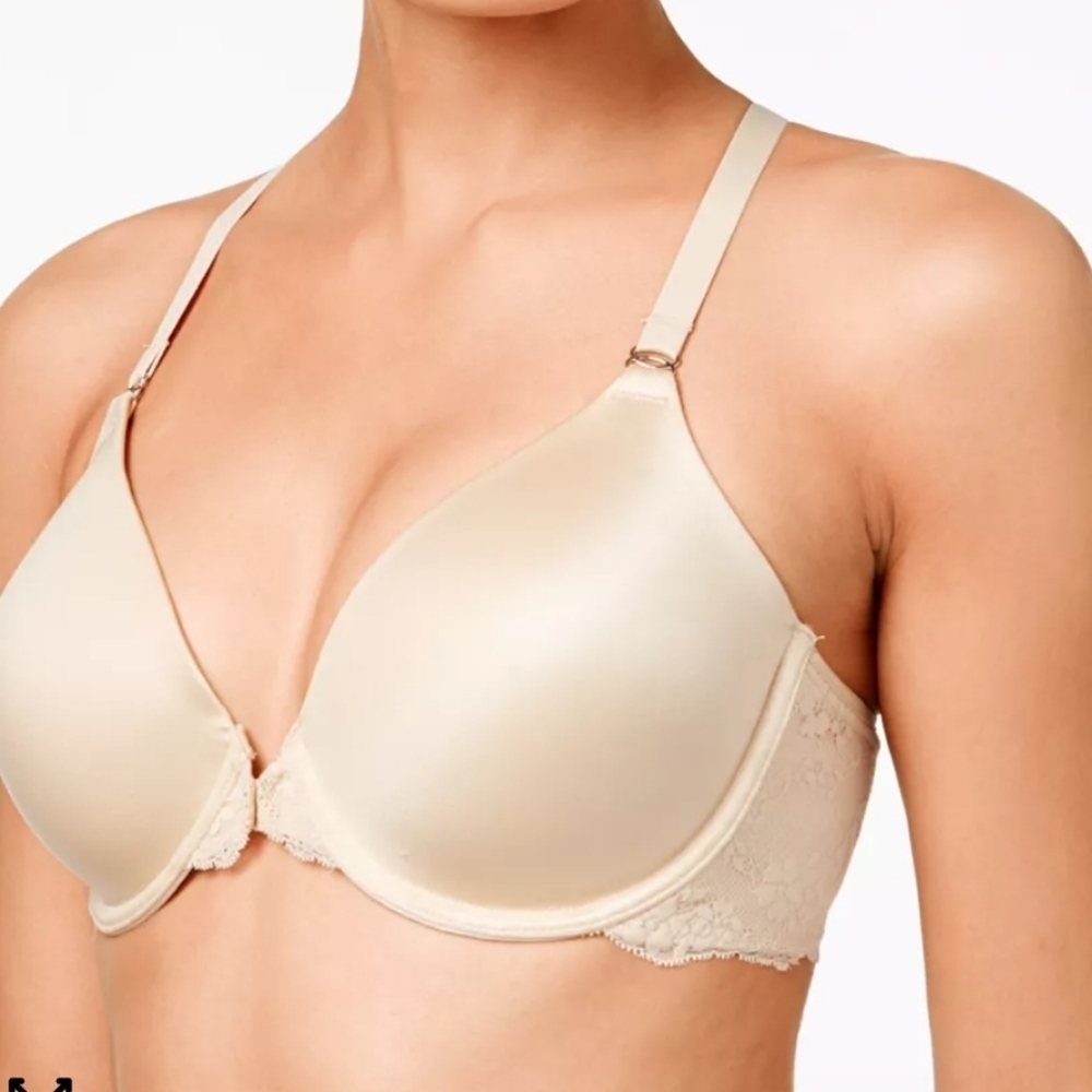 Maidenform One Fab Fit Lace T Back Shaping Elegant Cream Underwire Bra Sz 40DD